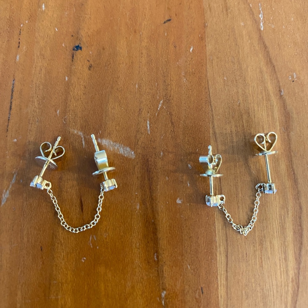 Double Diamond Connected Earrings